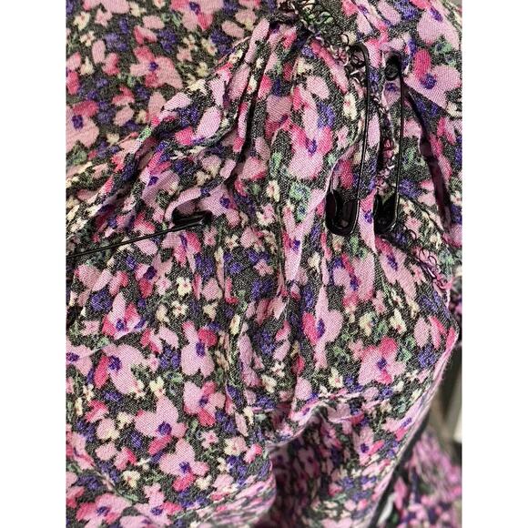 UNBRANDED Women's Pink Floral Print V-Neck Long Sleeve Top SZ M - Picture 6 of 10